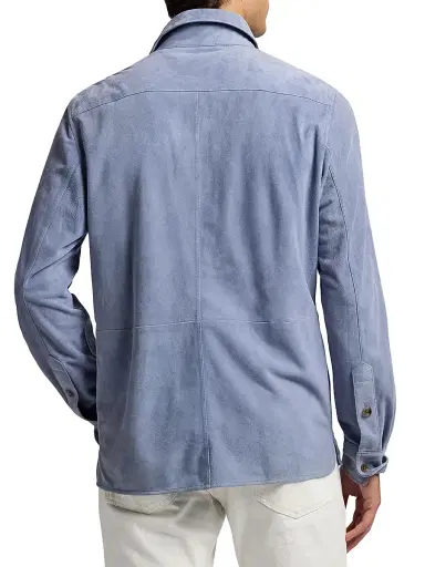 Ralph Lauren Purple Label Men's Suede Overshirt - Soft Blue | Thumbnail 5 Ralph Lauren Purple Label Men's Suede Overshirt - Soft Blue | Thumbnail 5