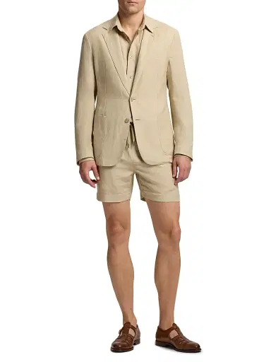 Ralph Lauren Purple Label Men's Hadley Hand-Tailored Silk-Linen Jacket - Champagne - Size 48 | Thumbnail 2 Ralph Lauren Purple Label Men's Hadley Hand-Tailored Silk-Linen Jacket - Champagne - Size 48 | Thumbnail 2