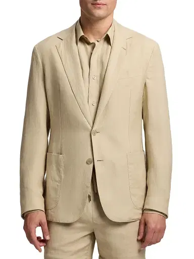Ralph Lauren Purple Label Men's Hadley Hand-Tailored Silk-Linen Jacket - Champagne - Size 48 | Thumbnail 3 Ralph Lauren Purple Label Men's Hadley Hand-Tailored Silk-Linen Jacket - Champagne - Size 48 | Thumbnail 3