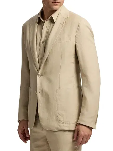 Ralph Lauren Purple Label Men's Hadley Hand-Tailored Silk-Linen Jacket - Champagne - Size 48 | Thumbnail 4 Ralph Lauren Purple Label Men's Hadley Hand-Tailored Silk-Linen Jacket - Champagne - Size 48 | Thumbnail 4