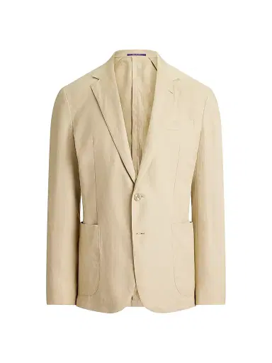 Ralph Lauren Purple Label Men's Hadley Hand-Tailored Silk-Linen Jacket - Champagne - Size 48 | Thumbnail 1 Ralph Lauren Purple Label Men's Hadley Hand-Tailored Silk-Linen Jacket - Champagne - Size 48 | Thumbnail 1