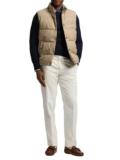 Ralph Lauren Purple Label Men's Whitwell Plaid Wool Down Vest - Light Brown | Thumbnail 2 Ralph Lauren Purple Label Men's Whitwell Plaid Wool Down Vest - Light Brown | Thumbnail 2