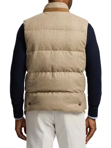 Ralph Lauren Purple Label Men's Whitwell Plaid Wool Down Vest - Light Brown | Thumbnail 5 Ralph Lauren Purple Label Men's Whitwell Plaid Wool Down Vest - Light Brown | Thumbnail 5