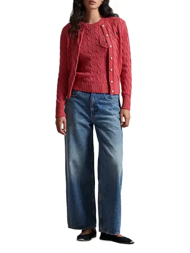 Polo Ralph Lauren Women's Cable-Knit Cotton Cardigan - Nantucket Red | Thumbnail 2 Polo Ralph Lauren Women's Cable-Knit Cotton Cardigan - Nantucket Red | Thumbnail 2