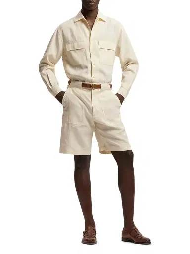 Ralph Lauren Purple Label Men's Hand-Tailored Linen Relaxed-Fit Shorts | Thumbnail 2 Ralph Lauren Purple Label Men's Hand-Tailored Linen Relaxed-Fit Shorts | Thumbnail 2