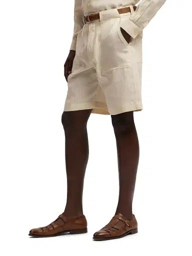 Ralph Lauren Purple Label Men's Hand-Tailored Linen Relaxed-Fit Shorts | Thumbnail 4 Ralph Lauren Purple Label Men's Hand-Tailored Linen Relaxed-Fit Shorts | Thumbnail 4