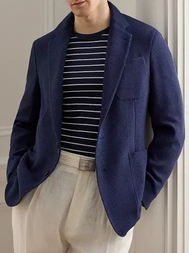 Ralph Lauren Purple Label Men's Hadley Hand-Tailored Panama-Weave Jacket - Navy - Size 48 | Thumbnail 2 Ralph Lauren Purple Label Men's Hadley Hand-Tailored Panama-Weave Jacket - Navy - Size 48 | Thumbnail 2
