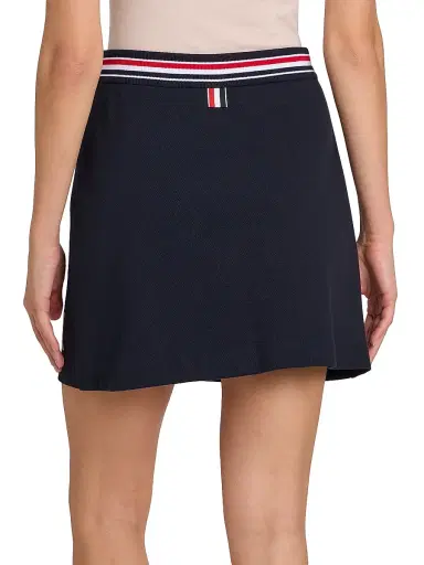 Thom Browne Women's Classic Piqué Stripe Wrap-Style Miniskirt - Navy | Thumbnail 5 Thom Browne Women's Classic Piqué Stripe Wrap-Style Miniskirt - Navy | Thumbnail 5