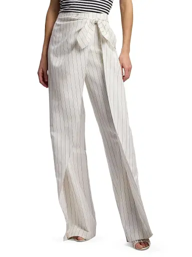 Ralph Lauren Collection Women's Rennie Striped Washed Pants - Lux Cream Black | Thumbnail 3 Ralph Lauren Collection Women's Rennie Striped Washed Pants - Lux Cream Black | Thumbnail 3