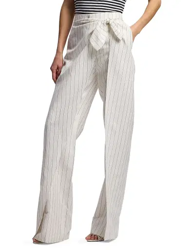 Ralph Lauren Collection Women's Rennie Striped Washed Pants - Lux Cream Black | Thumbnail 4 Ralph Lauren Collection Women's Rennie Striped Washed Pants - Lux Cream Black | Thumbnail 4