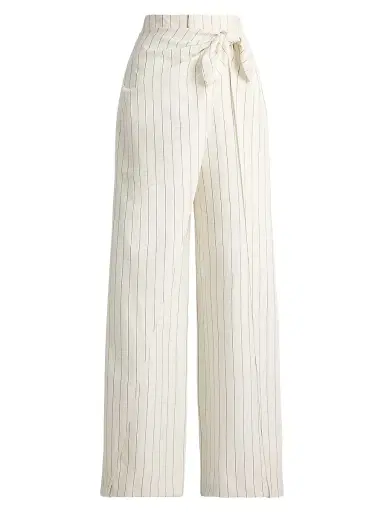 Ralph Lauren Collection Women's Rennie Striped Washed Pants - Lux Cream Black | Thumbnail 1 Ralph Lauren Collection Women's Rennie Striped Washed Pants - Lux Cream Black | Thumbnail 1