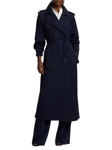 Ralph Lauren Collection Women's Alecia Belted Wool Longline Trench Coat - Icon Navy | Thumbnail 2 Ralph Lauren Collection Women's Alecia Belted Wool Longline Trench Coat - Icon Navy | Thumbnail 2