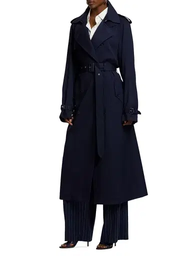 Ralph Lauren Collection Women's Alecia Belted Wool Longline Trench Coat - Icon Navy | Thumbnail 3 Ralph Lauren Collection Women's Alecia Belted Wool Longline Trench Coat - Icon Navy | Thumbnail 3