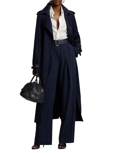Ralph Lauren Collection Women's Alecia Belted Wool Longline Trench Coat - Icon Navy | Thumbnail 1 Ralph Lauren Collection Women's Alecia Belted Wool Longline Trench Coat - Icon Navy | Thumbnail 1
