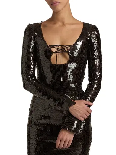 16Arlington Women's Solaria High-Shine Sequin Midi-Dress - Nocciola - Size 12 | Thumbnail 6 16Arlington Women's Solaria High-Shine Sequin Midi-Dress - Nocciola - Size 12 | Thumbnail 6