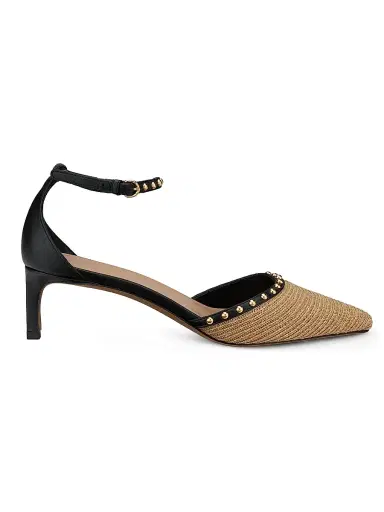 Ulla Johnson Women's Hera 50MM Raffia & Leather Pumps | Thumbnail 1 Ulla Johnson Women's Hera 50MM Raffia & Leather Pumps | Thumbnail 1