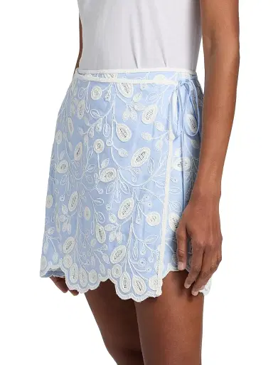 SIMKHAI Women's Delaney Embroidered Linen-Blend Mini Skirt - Tidepool Multi | Thumbnail 4 SIMKHAI Women's Delaney Embroidered Linen-Blend Mini Skirt - Tidepool Multi | Thumbnail 4
