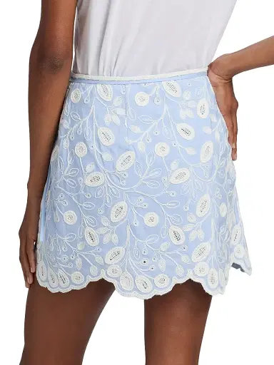 SIMKHAI Women's Delaney Embroidered Linen-Blend Mini Skirt - Tidepool Multi | Thumbnail 5 SIMKHAI Women's Delaney Embroidered Linen-Blend Mini Skirt - Tidepool Multi | Thumbnail 5