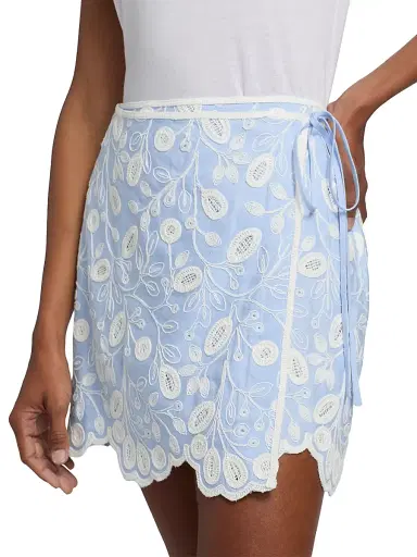 SIMKHAI Women's Delaney Embroidered Linen-Blend Mini Skirt - Tidepool Multi | Thumbnail 6 SIMKHAI Women's Delaney Embroidered Linen-Blend Mini Skirt - Tidepool Multi | Thumbnail 6