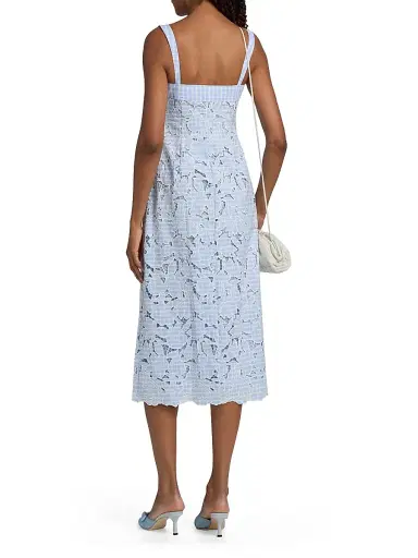 SIMKHAI Women's Aubrey Embroidered Floral Gingham Midi-Dress - Periwinkle Sky Multi | Thumbnail 5 SIMKHAI Women's Aubrey Embroidered Floral Gingham Midi-Dress - Periwinkle Sky Multi | Thumbnail 5