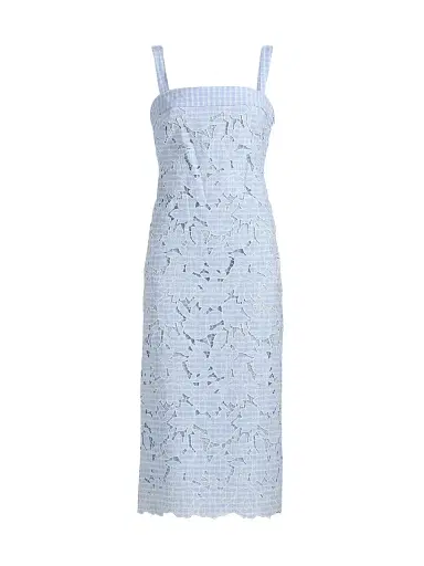 SIMKHAI Women's Aubrey Embroidered Floral Gingham Midi-Dress - Periwinkle Sky Multi | Thumbnail 1 SIMKHAI Women's Aubrey Embroidered Floral Gingham Midi-Dress - Periwinkle Sky Multi | Thumbnail 1