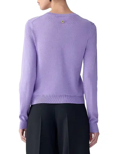 Carolina Herrera Women's Crewneck Silk-Cotton Cardigan - Violeta | Thumbnail 5 Carolina Herrera Women's Crewneck Silk-Cotton Cardigan - Violeta | Thumbnail 5