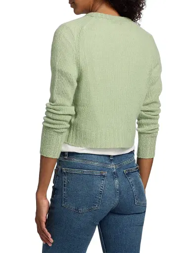RE/DONE Women's Cashmere Slim-Fit Crop Cardigan - Melon - Size Large | Thumbnail 5 RE/DONE Women's Cashmere Slim-Fit Crop Cardigan - Melon - Size Large | Thumbnail 5