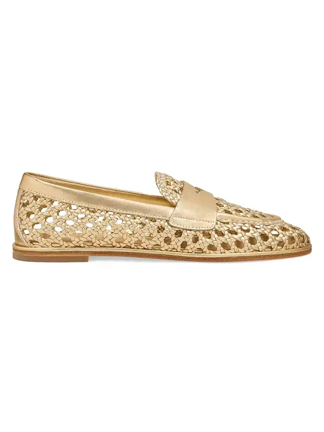 Women's Spencer Open-Knit Leather Penny Loafers - Golden Women's Spencer Open-Knit Leather Penny Loafers - Golden