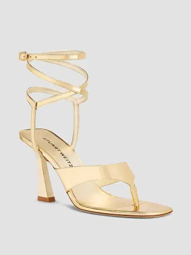 Stuart Weitzman Women's Vinnie 85MM Wrap Thong Leather Sandals - Platino | Thumbnail 2 Stuart Weitzman Women's Vinnie 85MM Wrap Thong Leather Sandals - Platino | Thumbnail 2