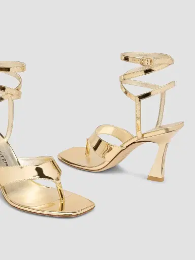 Stuart Weitzman Women's Vinnie 85MM Wrap Thong Leather Sandals - Platino | Thumbnail 5 Stuart Weitzman Women's Vinnie 85MM Wrap Thong Leather Sandals - Platino | Thumbnail 5