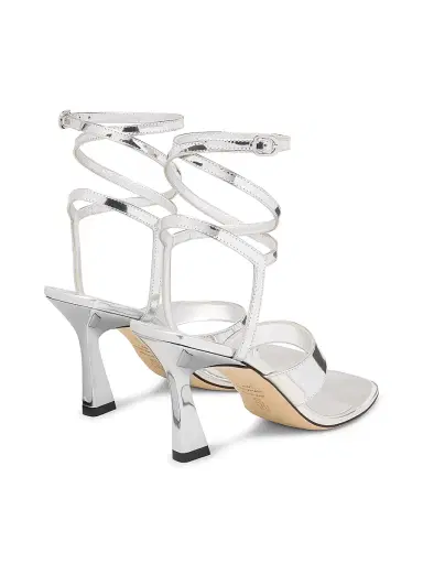 Stuart Weitzman Women's Vinnie 85MM Wrap Thong Leather Sandals - Silver | Thumbnail 3 Stuart Weitzman Women's Vinnie 85MM Wrap Thong Leather Sandals - Silver | Thumbnail 3