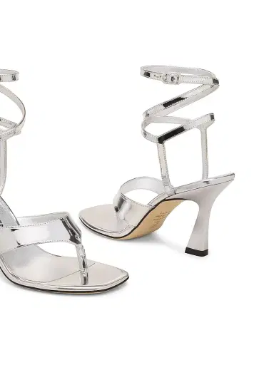 Stuart Weitzman Women's Vinnie 85MM Wrap Thong Leather Sandals - Silver | Thumbnail 4 Stuart Weitzman Women's Vinnie 85MM Wrap Thong Leather Sandals - Silver | Thumbnail 4