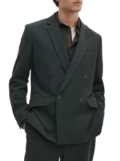 rag & bone Men's Butler Wool-Blend Double-Breasted Blazer - Charcoal Green | Thumbnail 3 rag & bone Men's Butler Wool-Blend Double-Breasted Blazer - Charcoal Green | Thumbnail 3