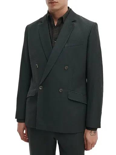 rag & bone Men's Butler Wool-Blend Double-Breasted Blazer - Charcoal Green | Thumbnail 4 rag & bone Men's Butler Wool-Blend Double-Breasted Blazer - Charcoal Green | Thumbnail 4