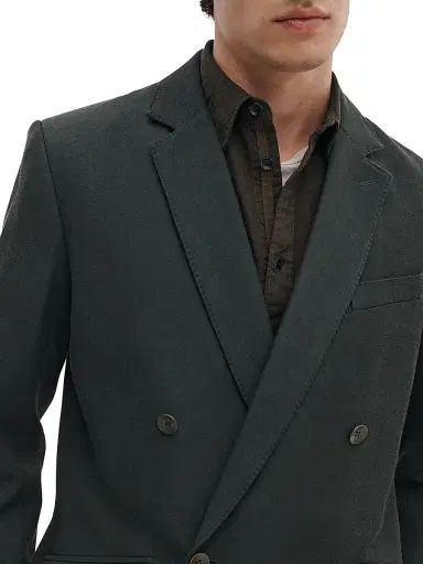rag & bone Men's Butler Wool-Blend Double-Breasted Blazer - Charcoal Green | Thumbnail 6 rag & bone Men's Butler Wool-Blend Double-Breasted Blazer - Charcoal Green | Thumbnail 6