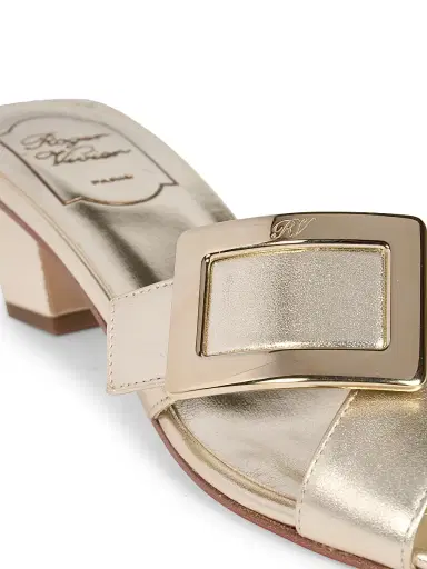 Roger Vivier Women's 45MM Metallic Leather Mules - Oro Chiaro - Size 7 | Thumbnail 5 Roger Vivier Women's 45MM Metallic Leather Mules - Oro Chiaro - Size 7 | Thumbnail 5