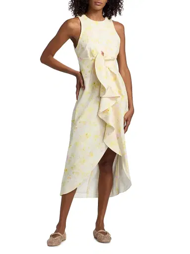 Kika Vargas Women's Liv Peony Ruffle Midi-Dress - Yellow | Thumbnail 2 Kika Vargas Women's Liv Peony Ruffle Midi-Dress - Yellow | Thumbnail 2