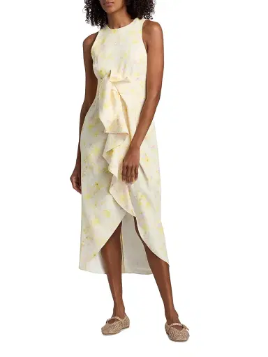 Kika Vargas Women's Liv Peony Ruffle Midi-Dress - Yellow | Thumbnail 3 Kika Vargas Women's Liv Peony Ruffle Midi-Dress - Yellow | Thumbnail 3