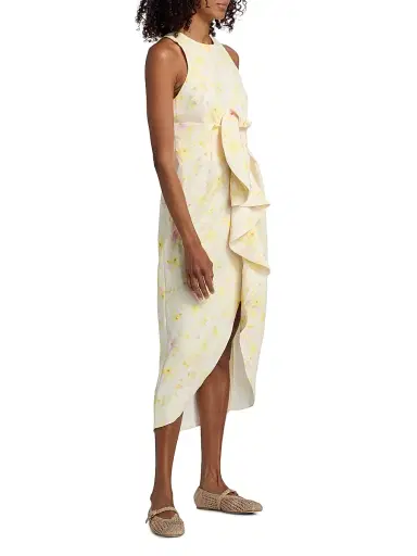 Kika Vargas Women's Liv Peony Ruffle Midi-Dress - Yellow | Thumbnail 4 Kika Vargas Women's Liv Peony Ruffle Midi-Dress - Yellow | Thumbnail 4