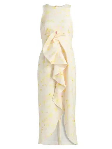 Kika Vargas Women's Liv Peony Ruffle Midi-Dress - Yellow | Thumbnail 1 Kika Vargas Women's Liv Peony Ruffle Midi-Dress - Yellow | Thumbnail 1