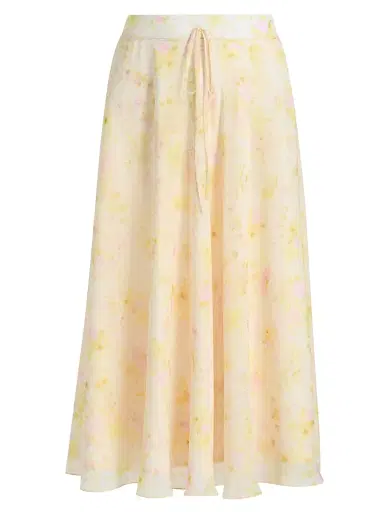 Kika Vargas Women's Shei Peony Chiffon Midi-Skirt - Yellow | Thumbnail 1 Kika Vargas Women's Shei Peony Chiffon Midi-Skirt - Yellow | Thumbnail 1