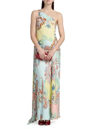 Hemant & Nandita Women's One-Shoulder Sash Paisley Maxi Dress | Thumbnail 3 Hemant & Nandita Women's One-Shoulder Sash Paisley Maxi Dress | Thumbnail 3