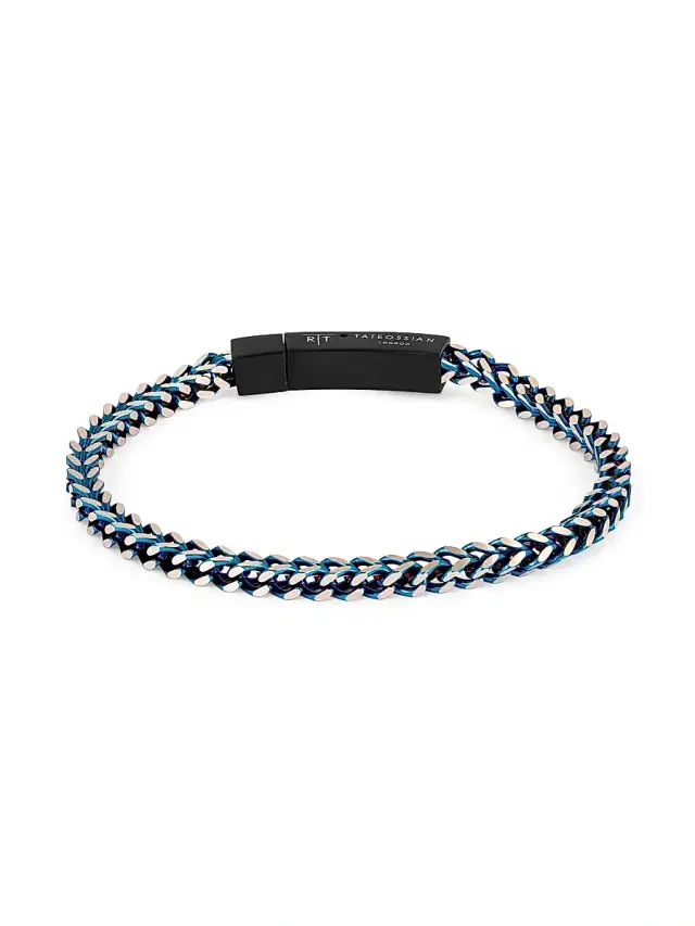 Men's RT Stainless Steel Chevron Click Bracelet - Blue Men's RT Stainless Steel Chevron Click Bracelet - Blue