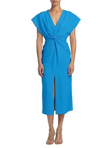 PRABAL GURUNG Women's Jackie Twist-Front Midi-Dress | Thumbnail 3 PRABAL GURUNG Women's Jackie Twist-Front Midi-Dress | Thumbnail 3