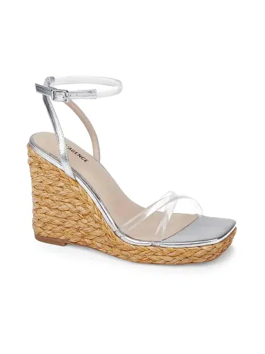 L'AGENCE Women's Malone 110MM Espadrille Wedge Sandals - Silver | Thumbnail 2 L'AGENCE Women's Malone 110MM Espadrille Wedge Sandals - Silver | Thumbnail 2