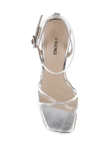 L'AGENCE Women's Malone 110MM Espadrille Wedge Sandals - Silver | Thumbnail 4 L'AGENCE Women's Malone 110MM Espadrille Wedge Sandals - Silver | Thumbnail 4