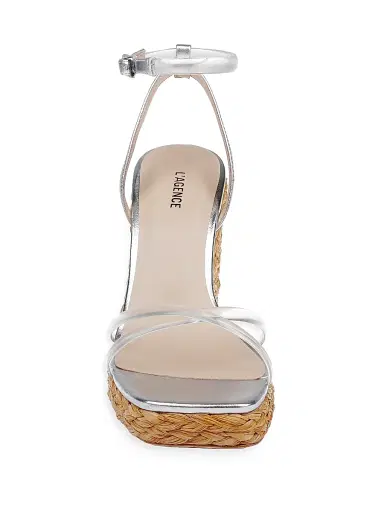 L'AGENCE Women's Malone 110MM Espadrille Wedge Sandals - Silver | Thumbnail 5 L'AGENCE Women's Malone 110MM Espadrille Wedge Sandals - Silver | Thumbnail 5