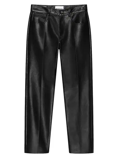 Givenchy Men's Straight Leg Trousers in Leather - Black | Thumbnail 1 Givenchy Men's Straight Leg Trousers in Leather - Black | Thumbnail 1