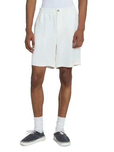 AMI Paris Men's Linen-Blend Shorts - Blanc Creme | Thumbnail 3 AMI Paris Men's Linen-Blend Shorts - Blanc Creme | Thumbnail 3