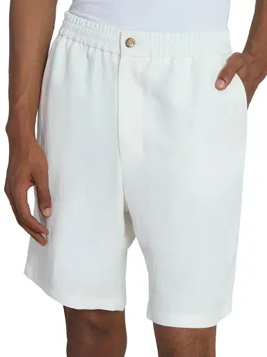 AMI Paris Men's Linen-Blend Shorts - Blanc Creme | Thumbnail 6 AMI Paris Men's Linen-Blend Shorts - Blanc Creme | Thumbnail 6
